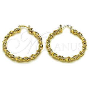 Gold Filled Hoop Earrings — Medium Hoop Twist Design Polished 02. — main product view — SKU 161853 | Oro Laminado aretes de aro — Medium Hoop Twist diseño pulido 02. — SKU 161853