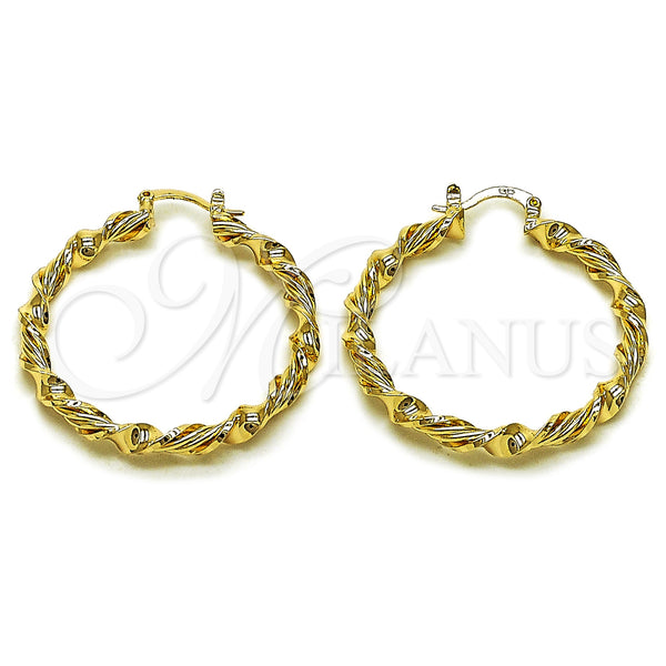 Gold Filled Hoop Earrings — Medium Hoop Twist Design Polished 02. — main product view — SKU 161853 | Oro Laminado aretes de aro — Medium Hoop Twist diseño pulido 02. — SKU 161853