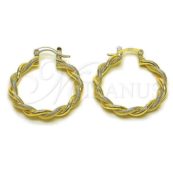 Oro Laminado Small Hoop, Gold Filled Style Diamond Cutting Finish, Golden Finish, 02.170.0398.30