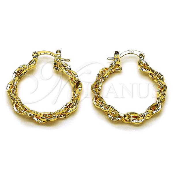Oro Laminado Medium Hoop, Gold Filled Style Diamond Cutting Finish, Golden Finish, 02.170.0557.30