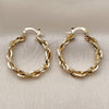 Oro Laminado Medium Hoop, Gold Filled Style Twist Design, Diamond Cutting Finish, Golden Finish, 02.170.0557.30