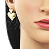 Oro Laminado Stud Earring, Gold Filled Style Heart Design, Polished, Golden Finish, 02.170.0560