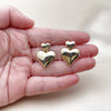 Oro Laminado Stud Earring, Gold Filled Style Heart Design, Polished, Golden Finish, 02.170.0560
