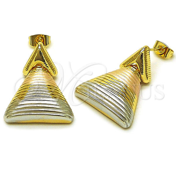 Oro Laminado Stud Earring, Gold Filled Style Polished, Tricolor, 02.170.0561.1