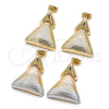 Oro Laminado Stud Earring, Gold Filled Style Polished, Tricolor, 02.170.0561.1