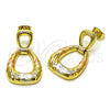 Oro Laminado Stud Earring, Gold Filled Style Polished, Tricolor, 02.170.0562.1