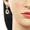 Oro Laminado Stud Earring, Gold Filled Style Twist Design, Polished, Tricolor, 02.170.0563.1