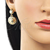 Oro Laminado Stud Earring, Gold Filled Style Diamond Cutting Finish, Golden Finish, 02.170.0564