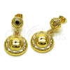 Oro Laminado Stud Earring, Gold Filled Style Diamond Cutting Finish, Golden Finish, 02.170.0564