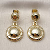 Oro Laminado Stud Earring, Gold Filled Style Diamond Cutting Finish, Golden Finish, 02.170.0564