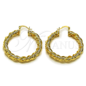 Gold Filled Hoop Earrings — Medium Hoop Twist and Hollow Design Polished 02. — main product view — SKU 161870 | Oro Laminado aretes de aro — Medium Hoop Twist and Hollow diseño pulido 02. — SKU 161870