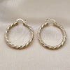 Oro Laminado Medium Hoop, Gold Filled Style Twist Design, Diamond Cutting Finish, Golden Finish, 02.170.0567.40