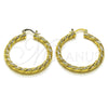 Oro Laminado Medium Hoop, Gold Filled Style Twist Design, Diamond Cutting Finish, Golden Finish, 02.170.0567.40