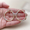 Oro Laminado Medium Hoop, Gold Filled Style Twist Design, Diamond Cutting Finish, Tricolor, 02.170.0567.1.40