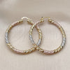 Oro Laminado Large Hoop, Gold Filled Style Diamond Cutting Finish, Tricolor, 02.170.0567.1.50
