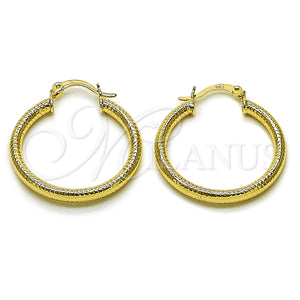 Gold Filled Hoop Earrings — Medium Hoop Hollow Design Diamond Cutting 02. — main product view — SKU 161875 | Oro Laminado aretes de aro — Medium Hoop Hollow diseño Diamond Cutting 02. — SKU 161875