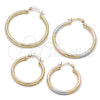 Oro Laminado Medium Hoop, Gold Filled Style Hollow Design, Diamond Cutting Finish, Golden Finish, 02.213.0258.40