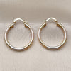 Oro Laminado Medium Hoop, Gold Filled Style Hollow Design, Diamond Cutting Finish, Tricolor, 02.213.0258.1.30