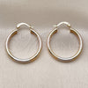 Oro Laminado Medium Hoop, Gold Filled Style Hollow Design, Diamond Cutting Finish, Tricolor, 02.213.0258.1.30