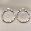 Oro Laminado Medium Hoop, Gold Filled Style Hollow Design, Diamond Cutting Finish, Tricolor, 02.213.0258.1.40