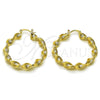 Oro Laminado Medium Hoop, Gold Filled Style Twist Design, Matte Finish, Golden Finish, 02.170.0568.40