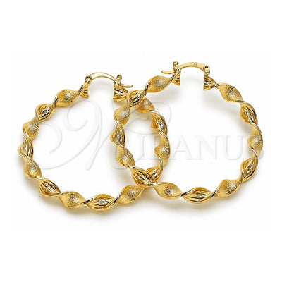 Oro Laminado Large Hoop, Gold Filled Style Twist Design, Matte Finish, Golden Finish, 02.170.0568.50