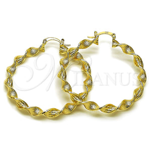 Gold Filled Hoop Earrings — Large Hoop Twist Design Matte 02. — main product view — SKU 161880 | Oro Laminado aretes de aro — Large Hoop Twist diseño Matte 02. — SKU 161880