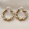 Oro Laminado Medium Hoop, Gold Filled Style and Hollow Diamond Cutting Finish, Golden Finish, 02.170.0021.30
