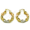 Oro Laminado Medium Hoop, Gold Filled Style and Hollow Diamond Cutting Finish, Tricolor, 02.170.0021.1.30