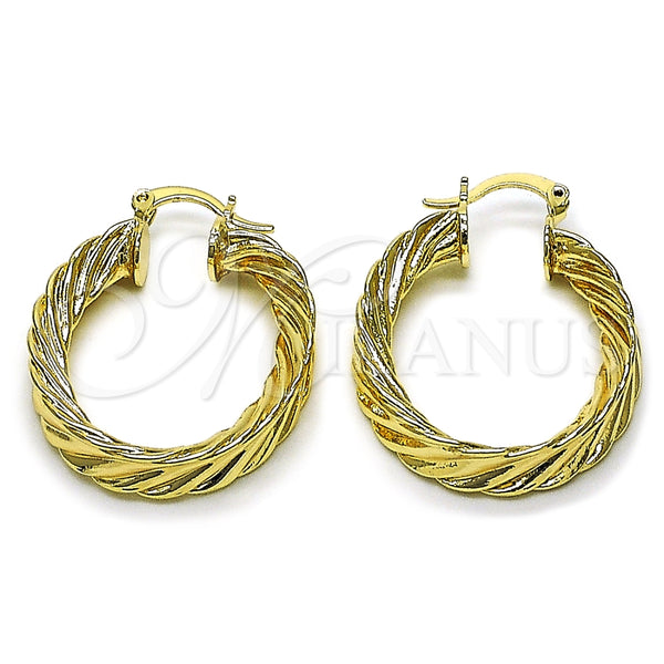 Oro Laminado Medium Hoop, Gold Filled Style Hollow Design, Polished, Golden Finish, 02.170.0569.30