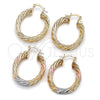 Oro Laminado Medium Hoop, Gold Filled Style Hollow Design, Polished, Tricolor, 02.170.0569.1.30