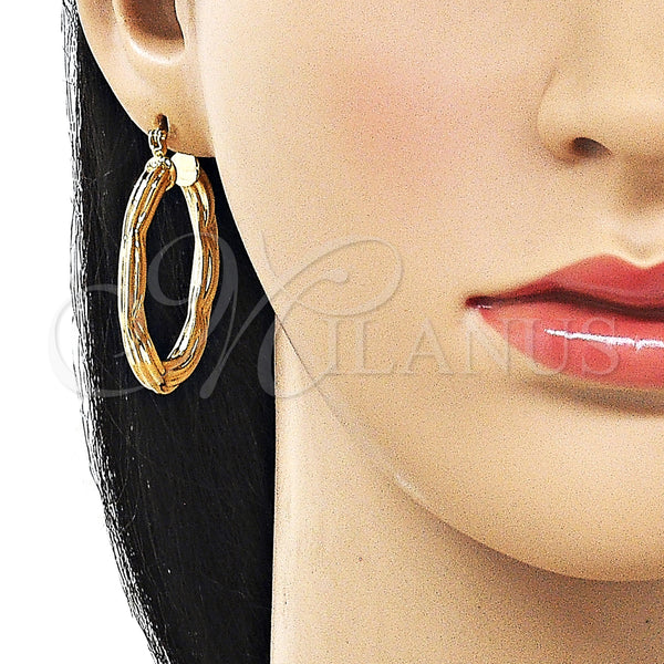 Gold Filled Hoop Earrings — Medium Hoop Hollow Design Polished 02. — alternate product view — SKU 161886 | Oro Laminado aretes de aro — Medium Hoop Hollow diseño pulido 02. — SKU 161886