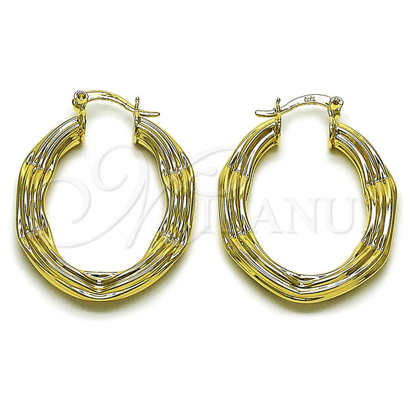 Gold Filled Hoop Earrings — Medium Hoop Hollow Design Polished 02. — main product view — SKU 161886 | Oro Laminado aretes de aro — Medium Hoop Hollow diseño pulido 02. — SKU 161886
