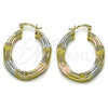 Oro Laminado Medium Hoop, Gold Filled Style Hollow Design, Polished, Tricolor, 02.170.0570.1.30