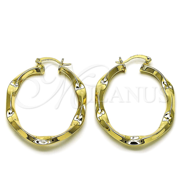 Oro Laminado Medium Hoop, Gold Filled Style Hollow Design, Polished, Golden Finish, 02.170.0571.35