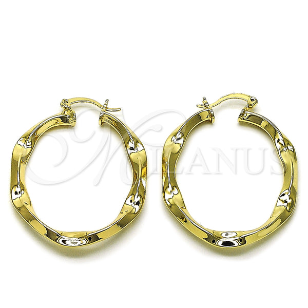 Gold Filled Hoop Earrings — Medium Hoop Hollow Design Polished 02. — main product view — SKU 161888 | Oro Laminado aretes de aro — Medium Hoop Hollow diseño pulido 02. — SKU 161888