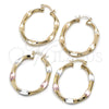 Oro Laminado Medium Hoop, Gold Filled Style Hollow Design, Polished, Tricolor, 02.170.0571.1.35