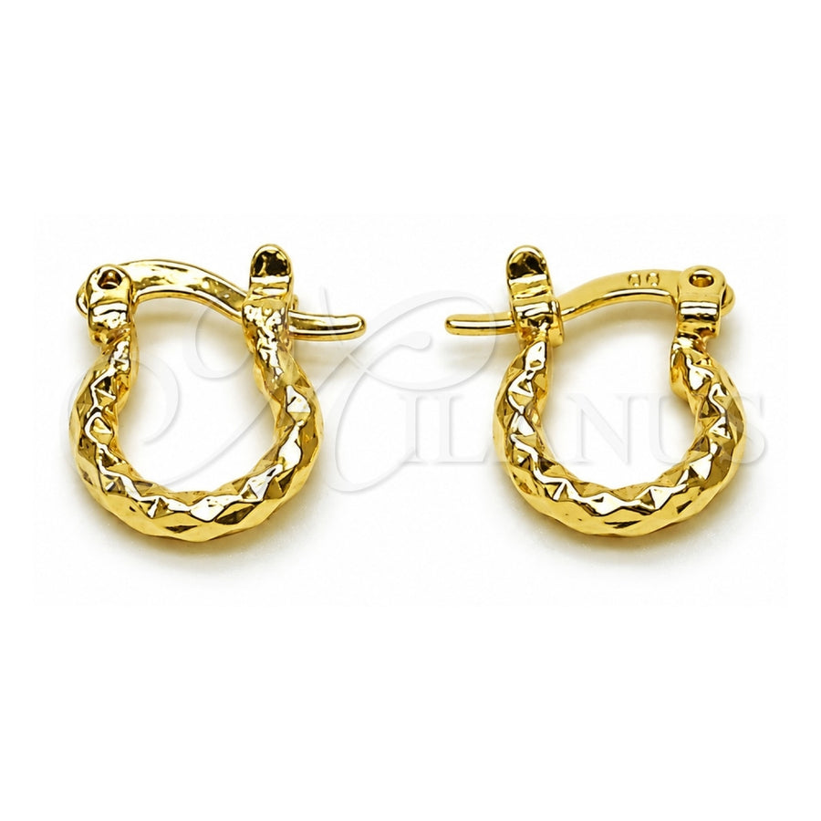Oro Laminado Small Hoop, Gold Filled Style Diamond Cutting Finish, Golden Finish, 02.170.0296.1.10
