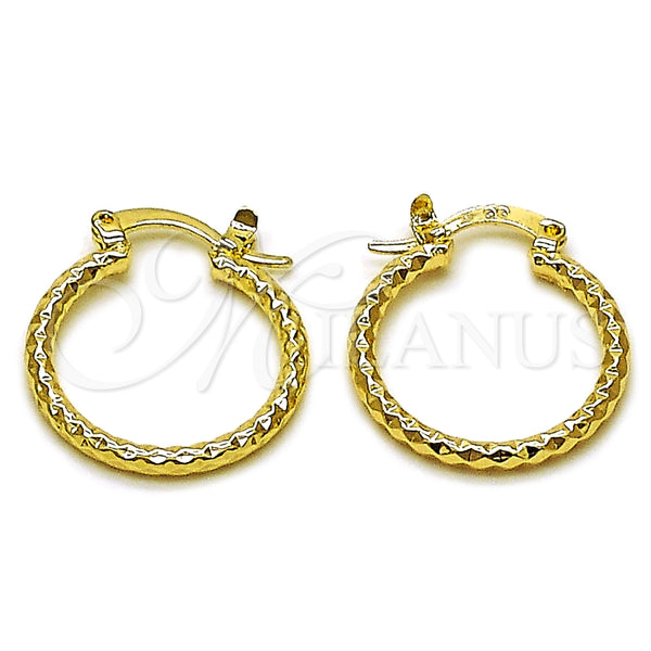 Oro Laminado Small Hoop, Gold Filled Style Diamond Cutting Finish, Golden Finish, 02.170.0296.1.20