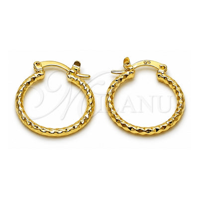 Oro Laminado Small Hoop, Gold Filled Style Diamond Cutting Finish, Golden Finish, 02.170.0296.1.20