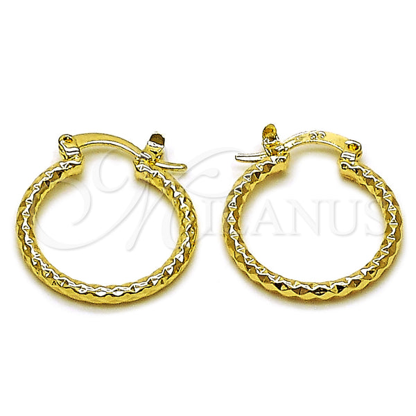 Gold Filled Hoop Earrings — Small Hoop Diamond Cutting 02. — main product view — SKU 161891 | Oro Laminado aretes de aro — aro pequeño Diamond Cutting 02. — SKU 161891
