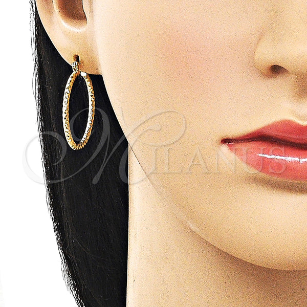 Gold Filled Hoop Earrings — Medium Hoop Diamond Cutting 02. — alternate product view — SKU 161892 | Oro Laminado aretes de aro — Medium Hoop Diamond Cutting 02. — SKU 161892