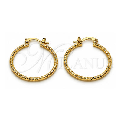 Oro Laminado Medium Hoop, Gold Filled Style Diamond Cutting Finish, Golden Finish, 02.170.0296.1.30