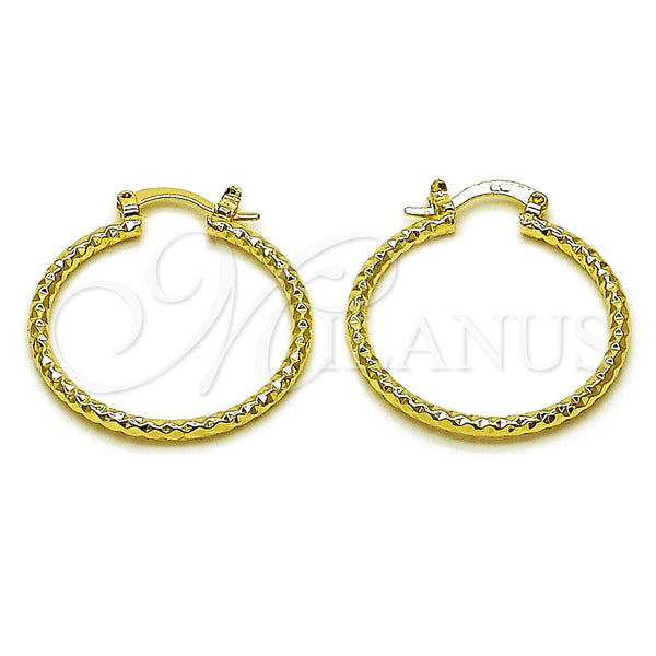 Gold Filled Hoop Earrings — Medium Hoop Diamond Cutting 02. — main product view — SKU 161892 | Oro Laminado aretes de aro — Medium Hoop Diamond Cutting 02. — SKU 161892