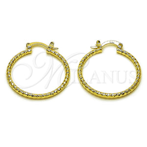 Gold Filled Hoop Earrings — Medium Hoop Diamond Cutting 02. — main product view — SKU 161892 | Oro Laminado aretes de aro — Medium Hoop Diamond Cutting 02. — SKU 161892