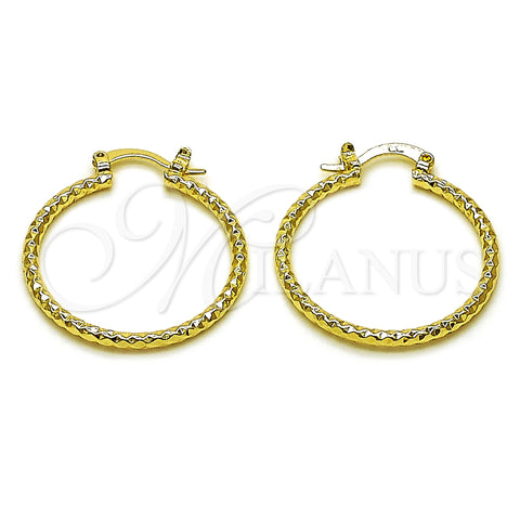 Oro Laminado Medium Hoop, Gold Filled Style Diamond Cutting Finish, Golden Finish, 02.170.0296.1.30