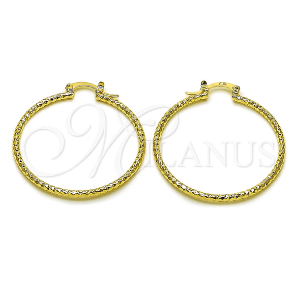 Oro Laminado Medium Hoop, Gold Filled Style Diamond Cutting Finish, Golden Finish, 02.170.0296.1.40