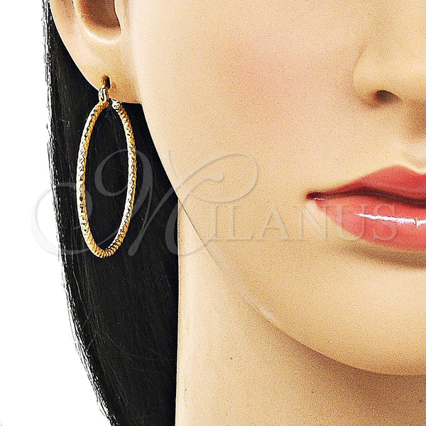 Gold Filled Hoop Earrings — Medium Hoop Diamond Cutting 02. — alternate product view — SKU 161893 | Oro Laminado aretes de aro — Medium Hoop Diamond Cutting 02. — SKU 161893