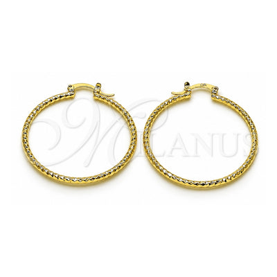 Oro Laminado Medium Hoop, Gold Filled Style Diamond Cutting Finish, Golden Finish, 02.170.0296.1.40