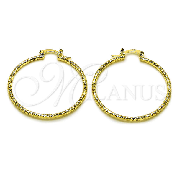 Gold Filled Hoop Earrings — Medium Hoop Diamond Cutting 02. — main product view — SKU 161893 | Oro Laminado aretes de aro — Medium Hoop Diamond Cutting 02. — SKU 161893